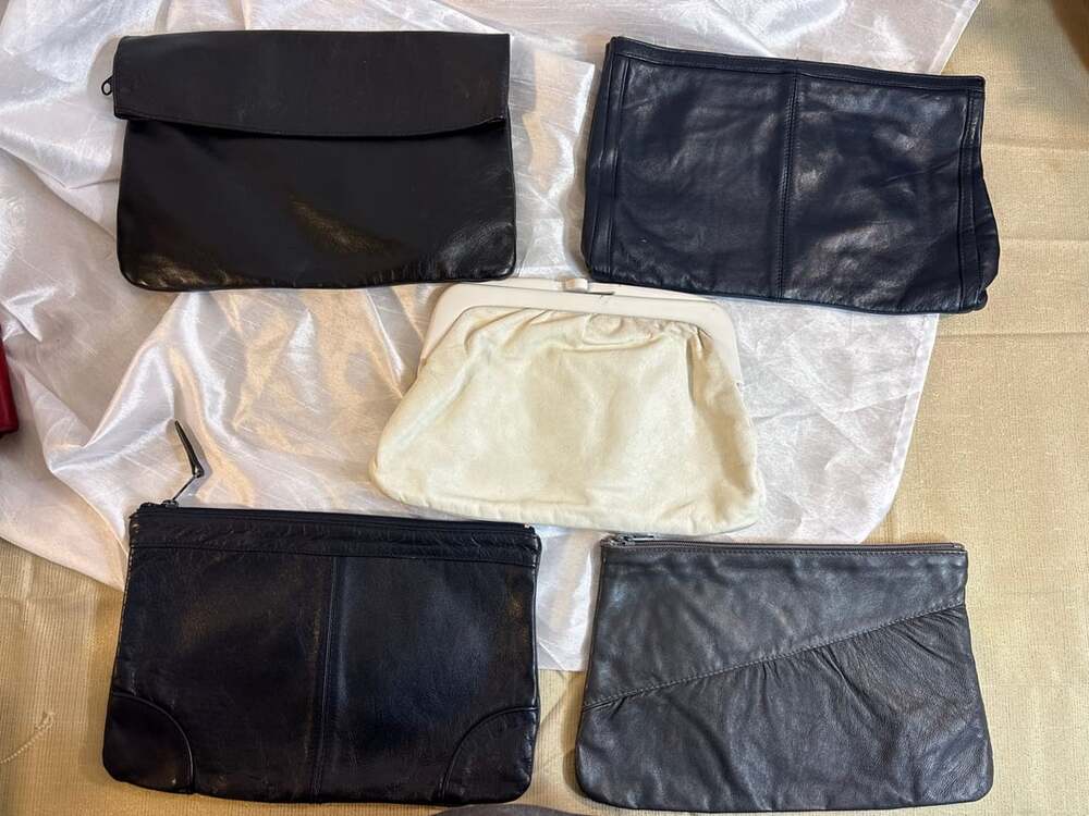 Vintage Leather Clutch Handbags Lot of 5 Assorted Styles